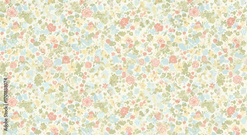 Vintage Floral Pattern In Pastel Colors Seamless Background Design