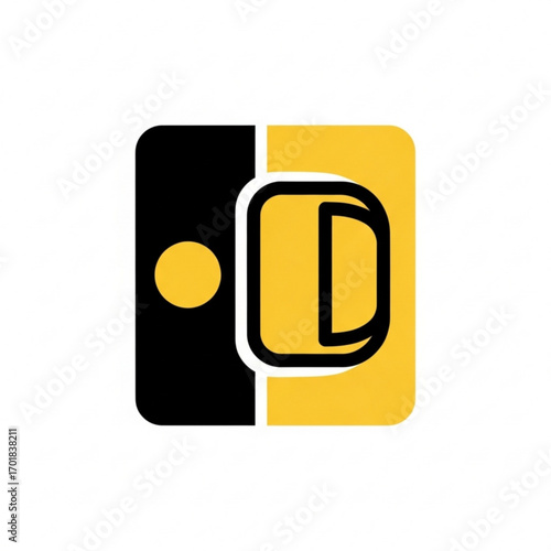 Vector art of abstract geometric logo with a circle and a rounded rectangle shape