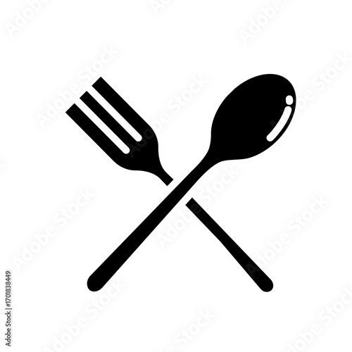 Icon Spoon and Fork in Silhouette Style Vector Isolated Design