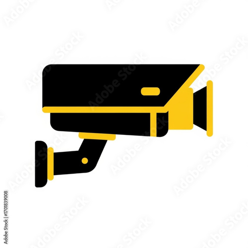 Vector art of black and yellow security camera
