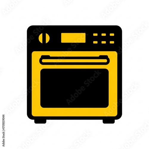 Vector art of yellow and black icon of an oven