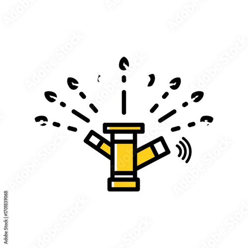 Vector art of smart sprinkler head with water spray and wifi signal
