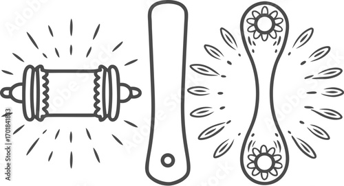 black and white illustration of a massage roller s