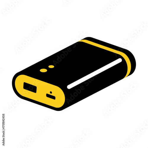 Vector art of black and yellow portable power bank