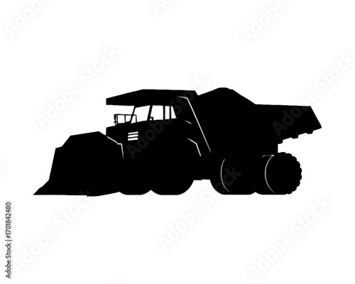 Silhouette Illustration of Dump Truck Heavy Equipment Mining and Construction