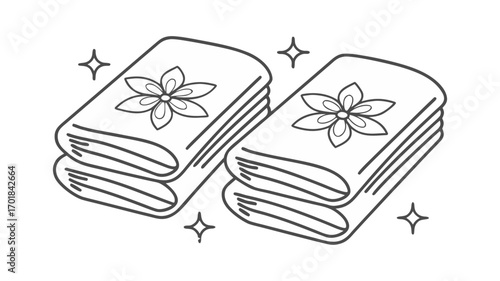 minimal outline icon of folded towels stacked neat
