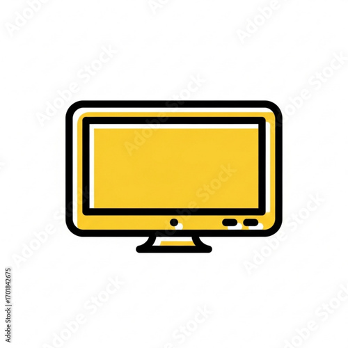 Vector art of yellow computer monitor icon