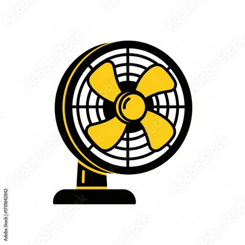 Vector art of yellow and black electric fan
