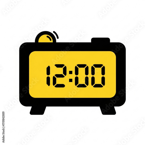Vector art of digital alarm clock showing 1200