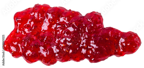 Isolated raspberry jam stain on white background