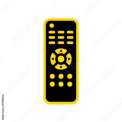 Vector art of black and yellow remote control