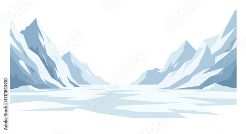 Arctic Landscape with Ice and Mountains Illustration.
