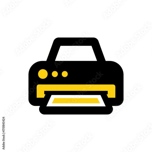 Vector art of black and yellow printer icon