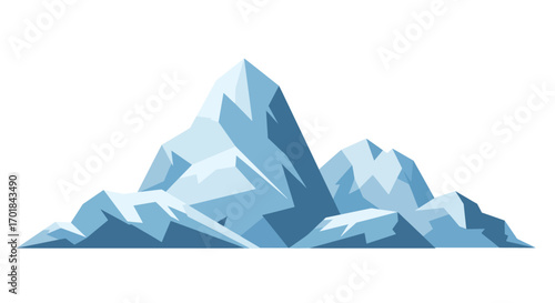 Stylized Mountain Range with Sharp Peaks and Blue Tones.