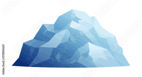 Stylized Blue Iceberg with Sharp Edges and Faceted Surface.