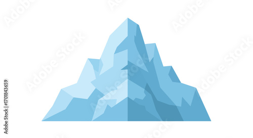 Stylized Light Blue Mountain Peak Illustration with Geometric Facets.