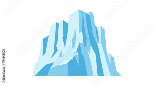 Stylized Blue Iceberg with Sharp Edges and Ridges.