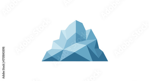 Geometric Iceberg Illustration with Blue Tones and Polygonal Design.