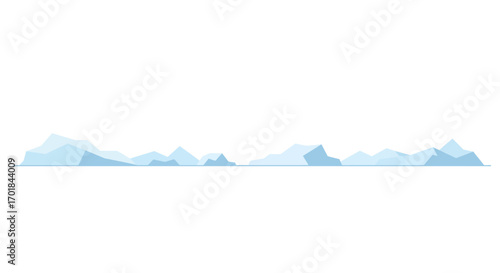 Stylized Iceberg Range with Light Blue Hue on White Background.