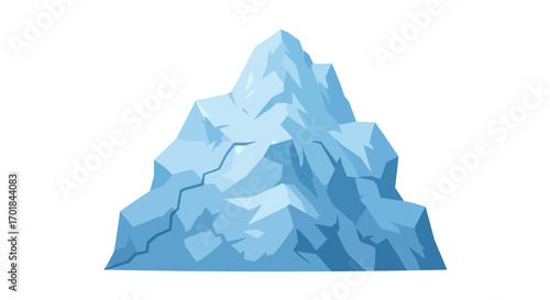 Isolated Cartoon Iceberg with Jagged Edges and Light Blue Hue.