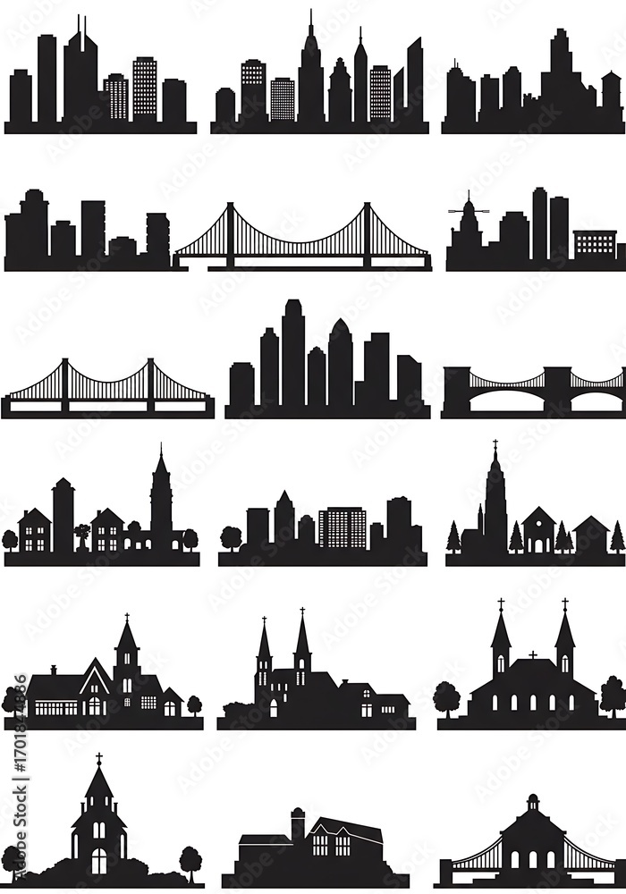 Obraz premium Urban Silhouettes: A City's Song