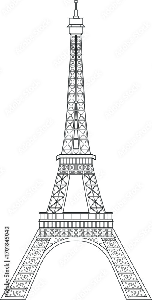 Fototapeta premium The Eiffel Tower in Paris France. Famous French tourist's landmark. National popular monument