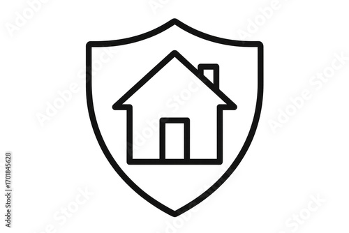House inside a shield icon isolated on transparent background, home protection