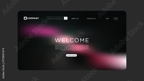 Modern company website landing page welcoming visitors with elegant gradients and clear navigation