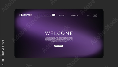 Professional modern website template welcomes visitors with elegant purple gradient and clear call to action