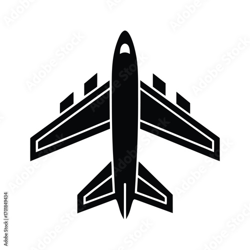 Airplane Icon Flat Style Travel Flight Symbol