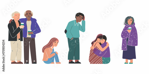 Diverse group of people experiencing different emotions and seeking comfort and support