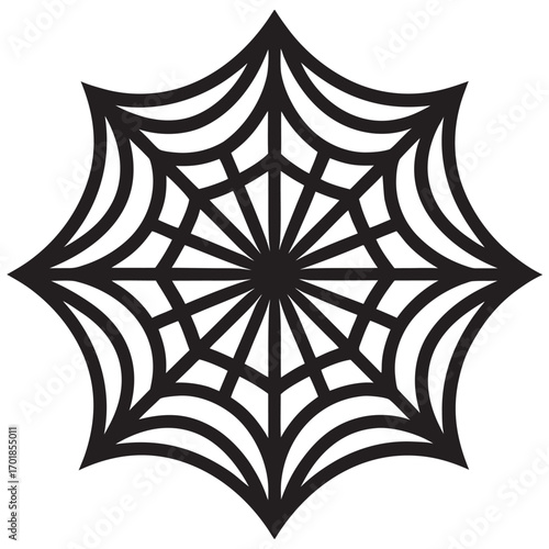stylized spiderweb is depicted