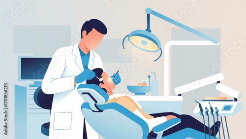 Illustration of Male Dentist With His Client