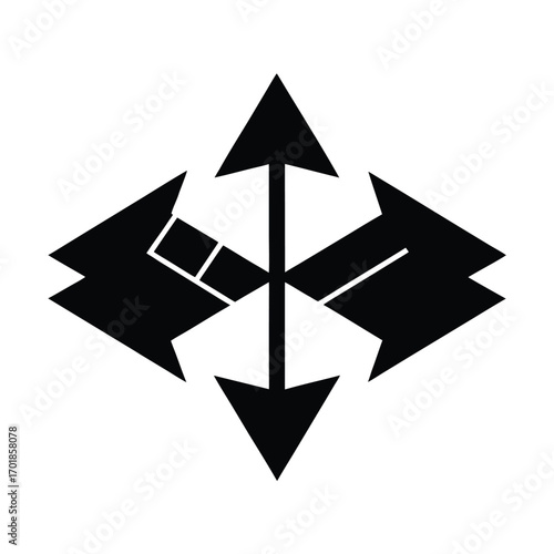 Business Merger Icon Two Arrows Joining Vector