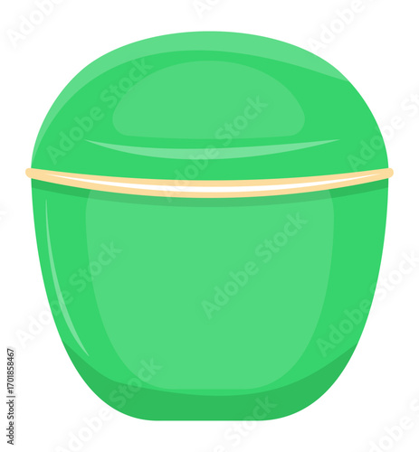 Green plastic jar for cosmetic cream round shape. Simple color vector mockup. Cosmetics packaging for face, body, lips skin. Product brand design. Body scrub packaging template. Blush jar isolated.