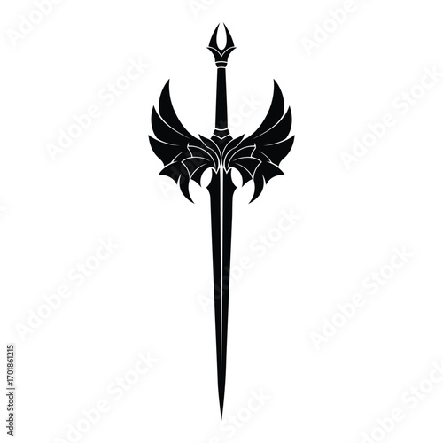 Fantasy sword with wings icon medieval weapon vector illustration