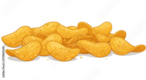 Pile of Crispy Golden Potato Chips Illustration 2.