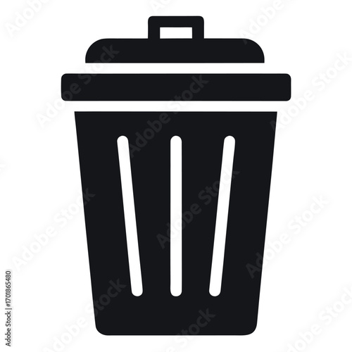 trash vector icon silhouette on white background.