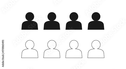 Illustrating the Concept of Group Division and Representation Through Distinct Silhouettes Depicting Two Separate Sets of Figures