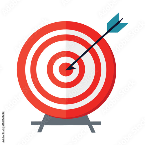 Target with arrow (goal achievement) outline vector on white background