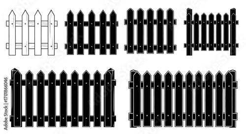 Collection of Wooden Picket Fence Styles for Garden and Yard Boundaries Decorative Outdoor Structures