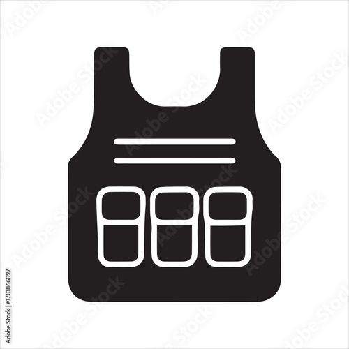 Tactical Vest icon silhouette vector with white background