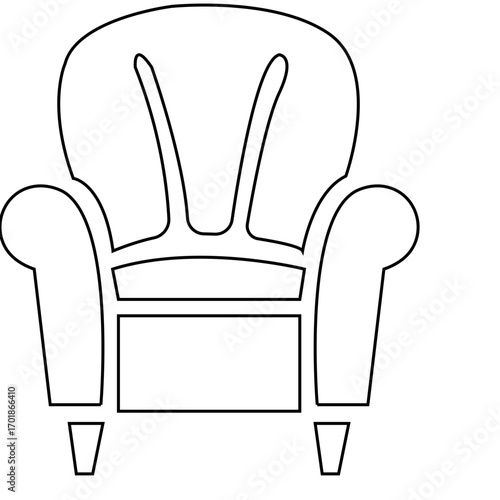 Chair icon in flat style. Chair and Seating icons silhouettes vector design template. modern soft fabric office arm chairs, vector furniture illustration. Dining Table Vector Line Icon