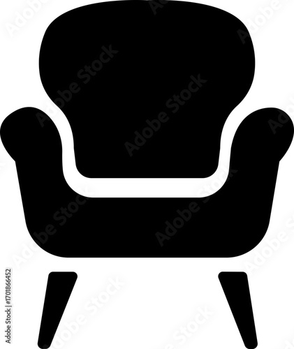 Chair icon in flat style. Chair and Seating icons silhouettes vector design template. modern soft fabric office arm chairs, vector furniture illustration. Dining Table Vector Line Icon