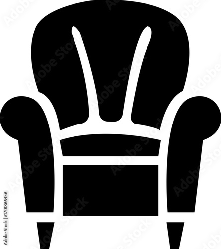Chair icon in flat style. Chair and Seating icons silhouettes vector design template. modern soft fabric office arm chairs, vector furniture illustration. Dining Table Vector Line Icon