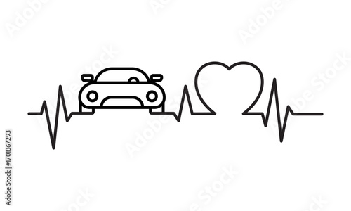 heartbeat of a sports car on white background