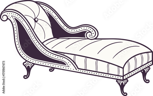 Elegant Victorian Chaise Lounge Vector