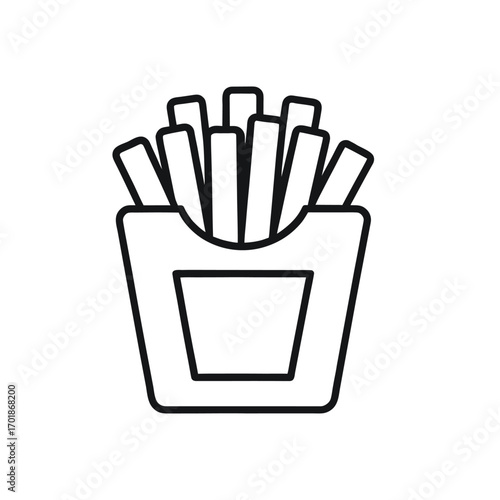 A 3D hand holding a shopping basket with a cartoon vector illustration of french fries