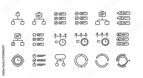 Business Process Management Workflow Organization and Planning Tools Icons for Presentations