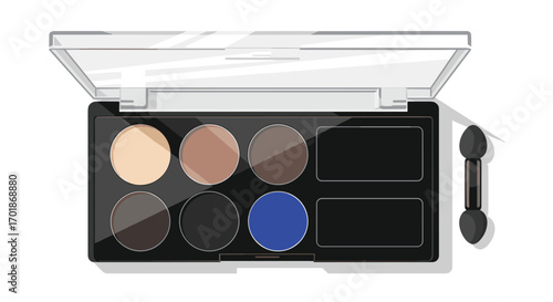 Professional eyeshadow palette with neutral and vibrant colors perfect for makeup artists and beauty bloggers ready to create stunning looks, Generative AI.